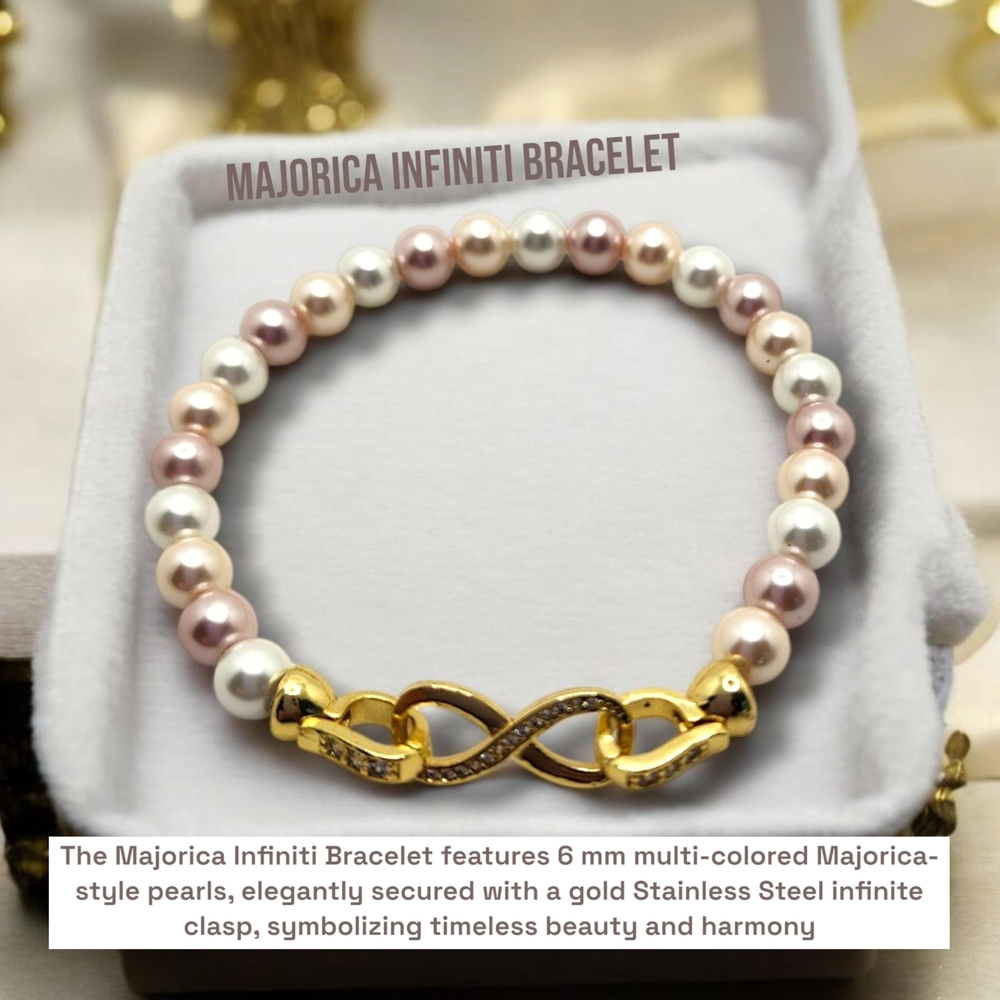 Infiniti Bracelet with Gold and Multicolor Pearls
